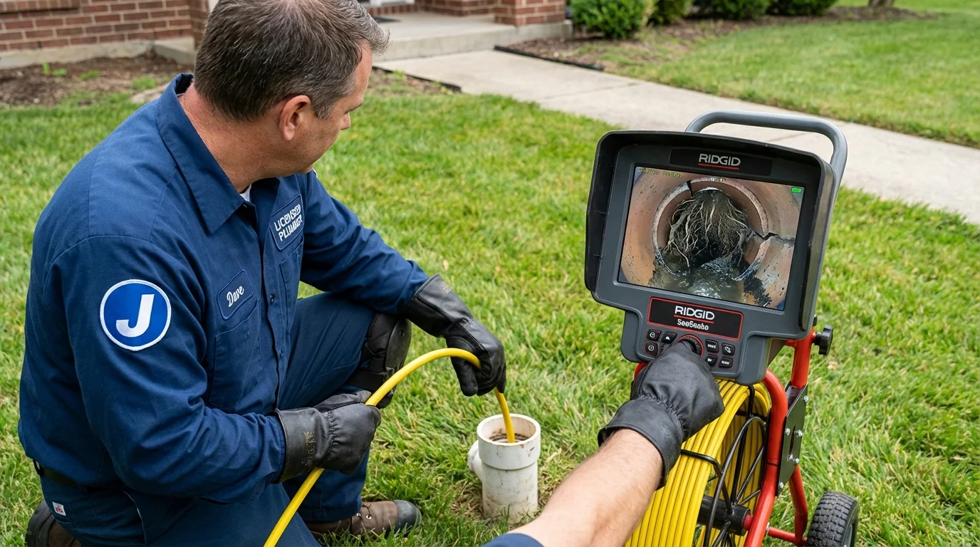 Sewer camera inspection being performed by Johns Plumbing LLC in Woodsfield